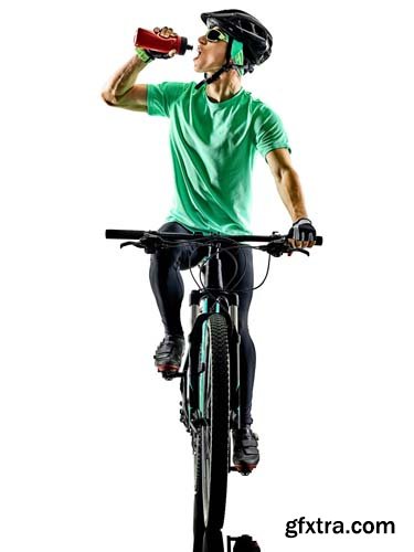 One Man Practicing Mountain Bike Isolated - 9xJPGs