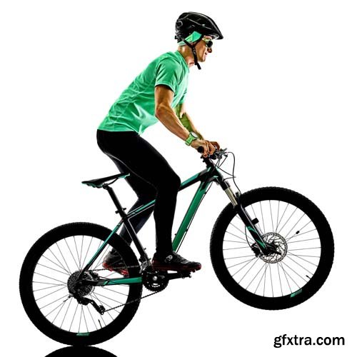 One Man Practicing Mountain Bike Isolated - 9xJPGs