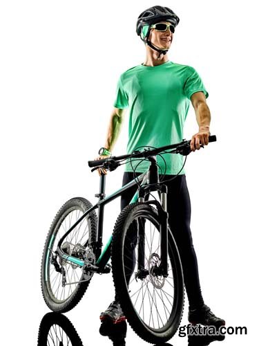 One Man Practicing Mountain Bike Isolated - 9xJPGs