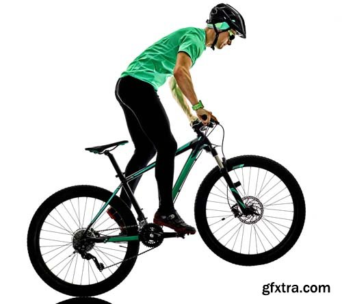 One Man Practicing Mountain Bike Isolated - 9xJPGs