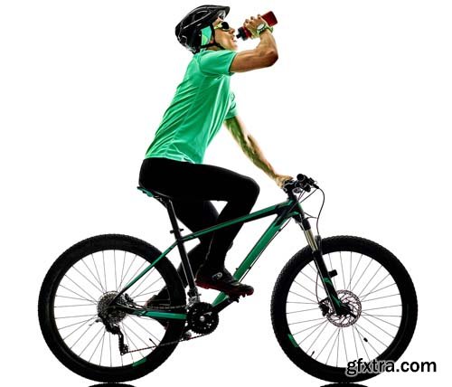 One Man Practicing Mountain Bike Isolated - 9xJPGs