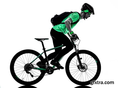 One Man Practicing Mountain Bike Isolated - 9xJPGs