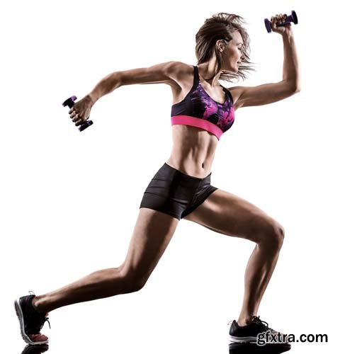 One Woman Exercising Cardio Isolated - 15xJPGs