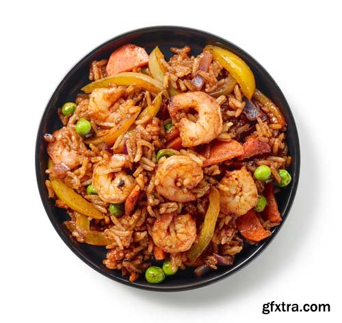 Plate Of Asian Food Isolated - 5xJPGs