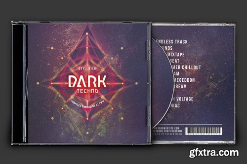 Dark Techno Glowing Sound City Grid and Night City CD Cover Artworks