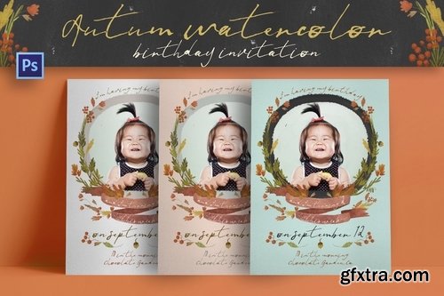 Autumn Watercolor Birthday Invitation