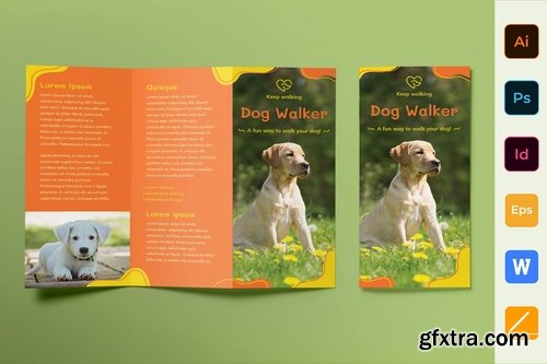 Dog Walker Poster Flyer Business Card Brochure Bifold Trifold