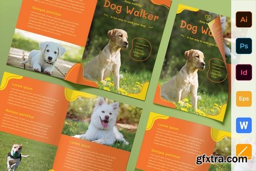 Dog Walker Poster Flyer Business Card Brochure Bifold Trifold