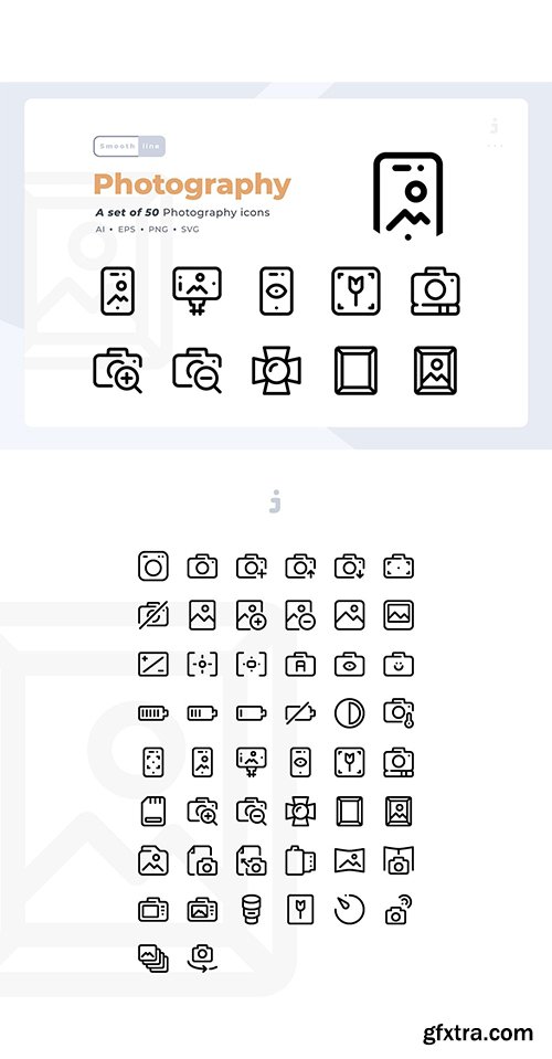 Smoothline - 50 Photography icon set