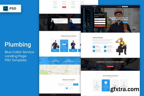 Blue Collar Service - Landing Page PSD Template