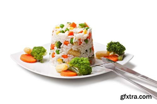 Rice And Vegetables Isolated - 5xJPGs