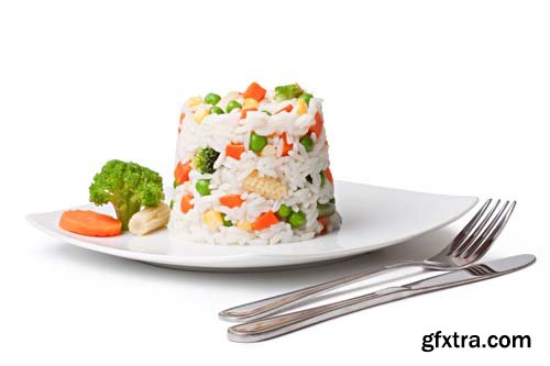 Rice And Vegetables Isolated - 5xJPGs