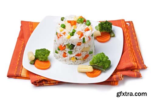 Rice And Vegetables Isolated - 5xJPGs