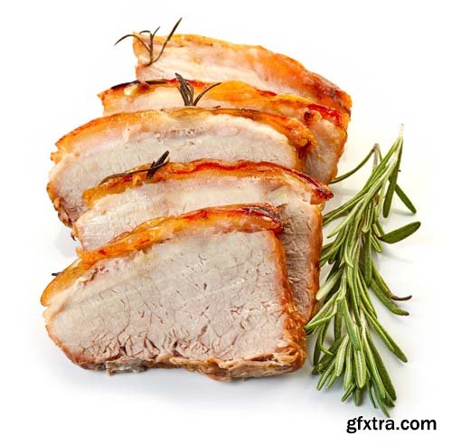 Roasted Pork Slices Isolated - 5xJPGs