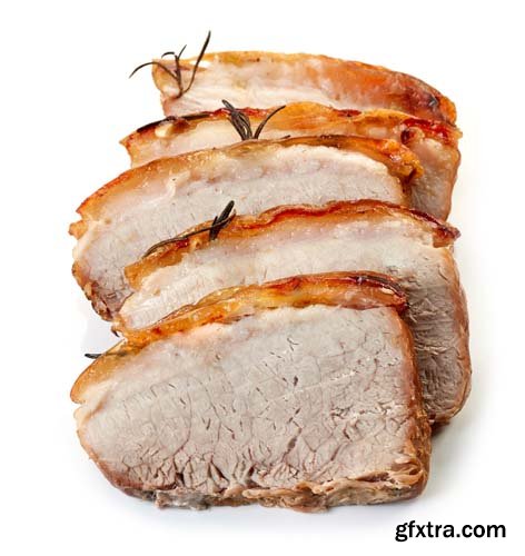 Roasted Pork Slices Isolated - 5xJPGs