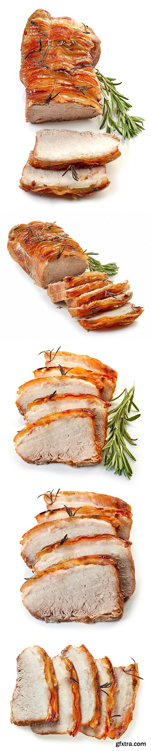 Roasted Pork Slices Isolated - 5xJPGs