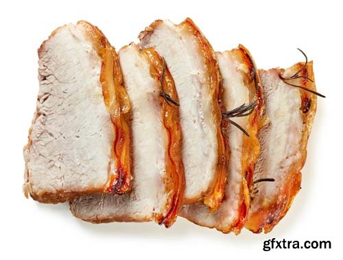 Roasted Pork Slices Isolated - 5xJPGs