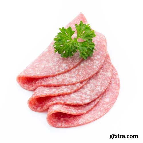 Salami Smoked Slices Isolated - 10xJPGs