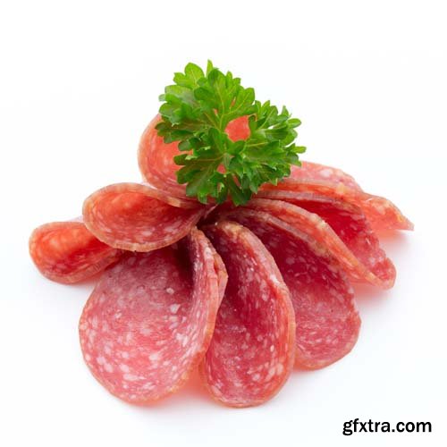 Salami Smoked Slices Isolated - 10xJPGs