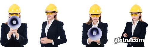 Woman With Helmet Isolated - 10xJPGs