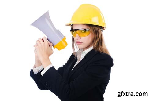 Woman With Helmet Isolated - 10xJPGs