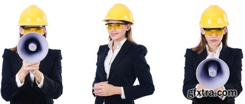 Woman With Helmet Isolated - 10xJPGs