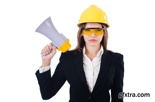 Woman With Helmet Isolated - 10xJPGs