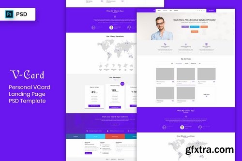 V-Card - Landing Page PSD Template