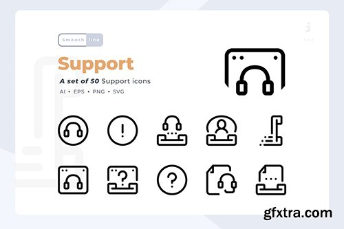 Smoothline - 50 Support icon set