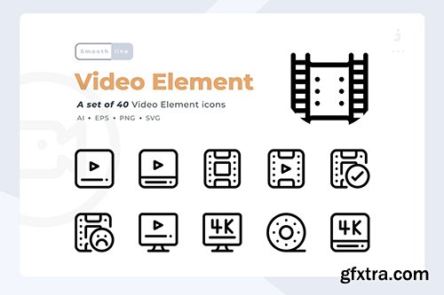 Smoothline - 40 Video Element icon set