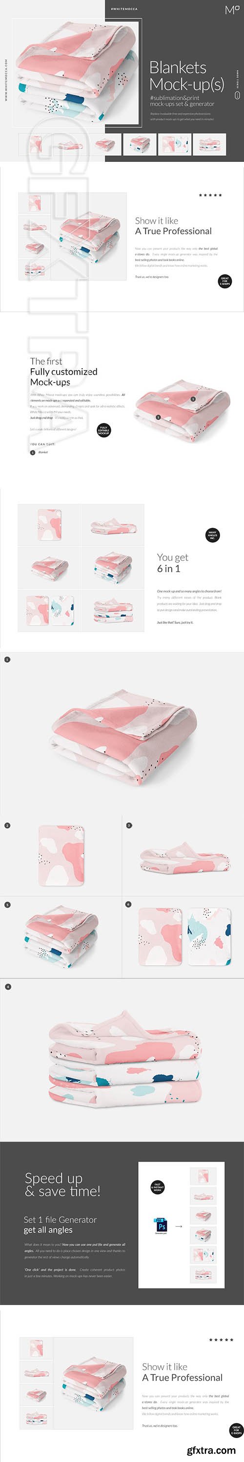 CreativeMarket - Blankets Mock-ups Set & Generator 3580270