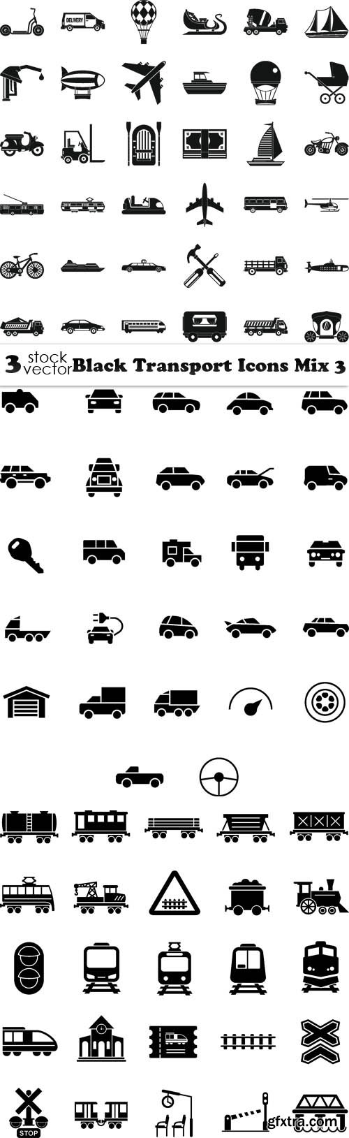 Vectors - Black Transport Icons Mix 3