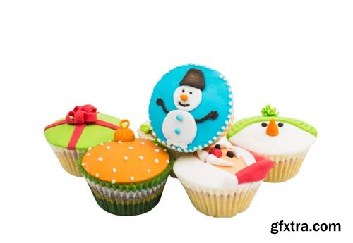 Beautiful Festive Cupcakes Isolated - 11xJPGs