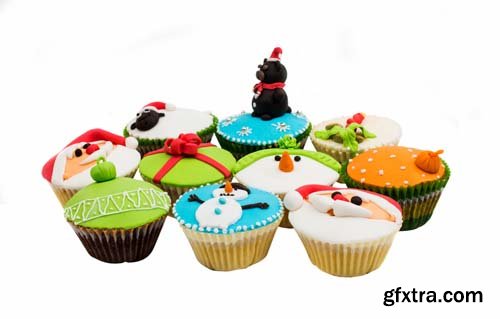 Beautiful Festive Cupcakes Isolated - 11xJPGs