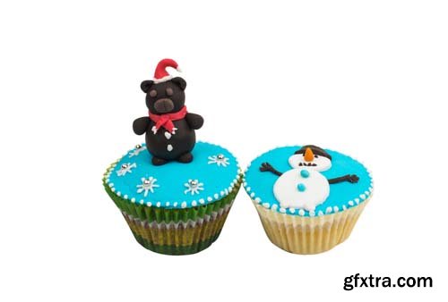 Beautiful Festive Cupcakes Isolated - 11xJPGs