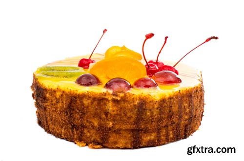 Cake With Fruit Isolated - 5xJPGs