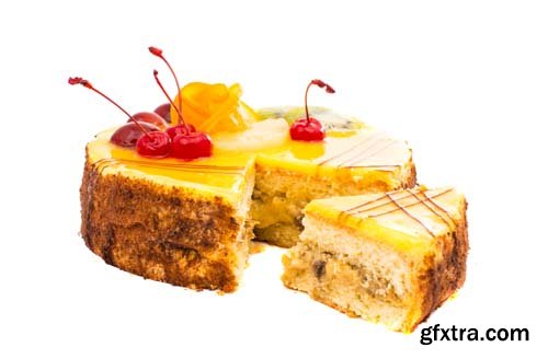 Cake With Fruit Isolated - 5xJPGs