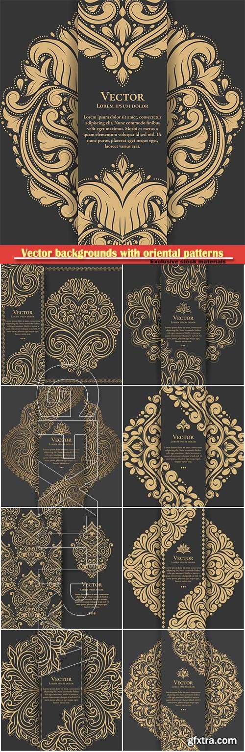 Vector backgrounds with oriental gold patterns