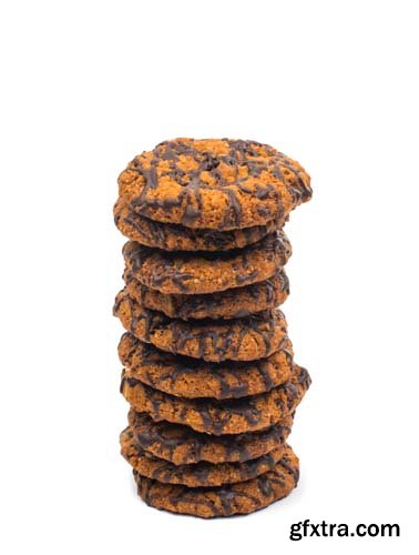 Chocolate Chip Cookies With Peanuts Isolated - 8xJPGs
