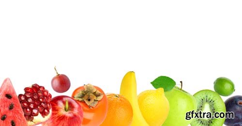 Collage Of Mixed Fruits And Vegetables Isolated-1 - 15xJPGs