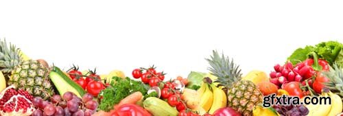 Collage Of Mixed Fruits And Vegetables Isolated-1 - 15xJPGs