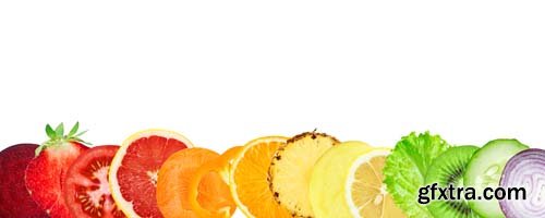 Collage Of Mixed Fruits And Vegetables Isolated-1 - 15xJPGs