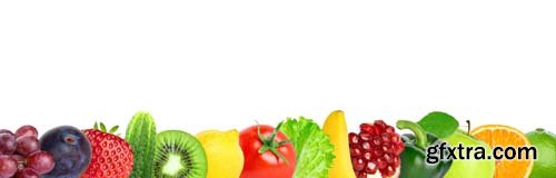 Collage Of Mixed Fruits And Vegetables Isolated-2 - 14xJPGs