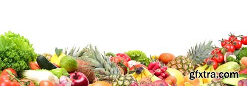 Collage Of Mixed Fruits And Vegetables Isolated-2 - 14xJPGs