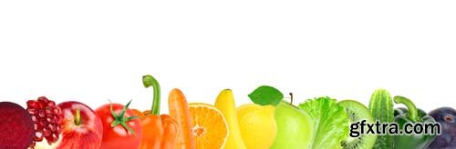 Collage Of Mixed Fruits And Vegetables Isolated-2 - 14xJPGs