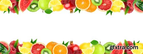 Collage Of Mixed Fruits And Vegetables Isolated-3 - 15xJPGs