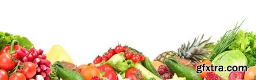 Collage Of Mixed Fruits And Vegetables Isolated-3 - 15xJPGs