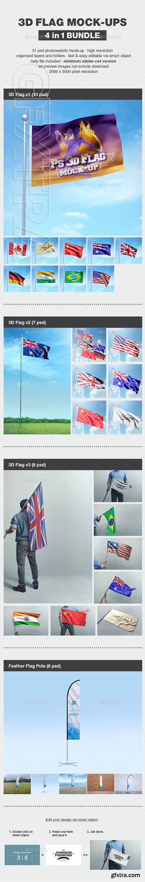 GraphicRiver - 3D Flag Mock-up Bundle 23558524