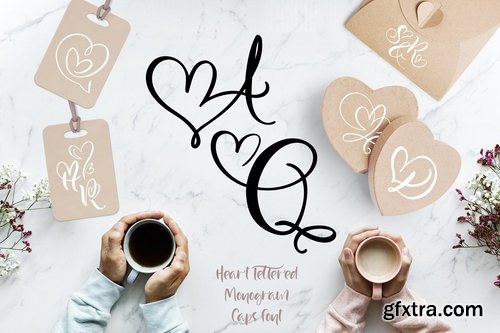 CM - Wedding Heart Monogram Font 3810496