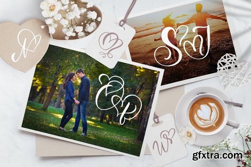 CM - Wedding Heart Monogram Font 3810496